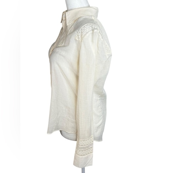 Theory Cream Notched Collar Button Down Shirt - Picture 7 of 13